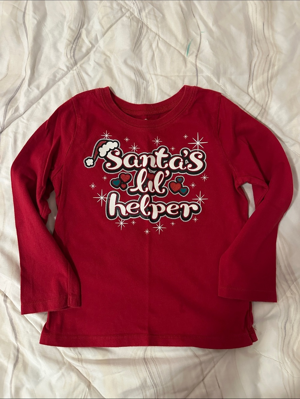 Place Red "Santa's Lil' Helper" Long-Sleeve Tee